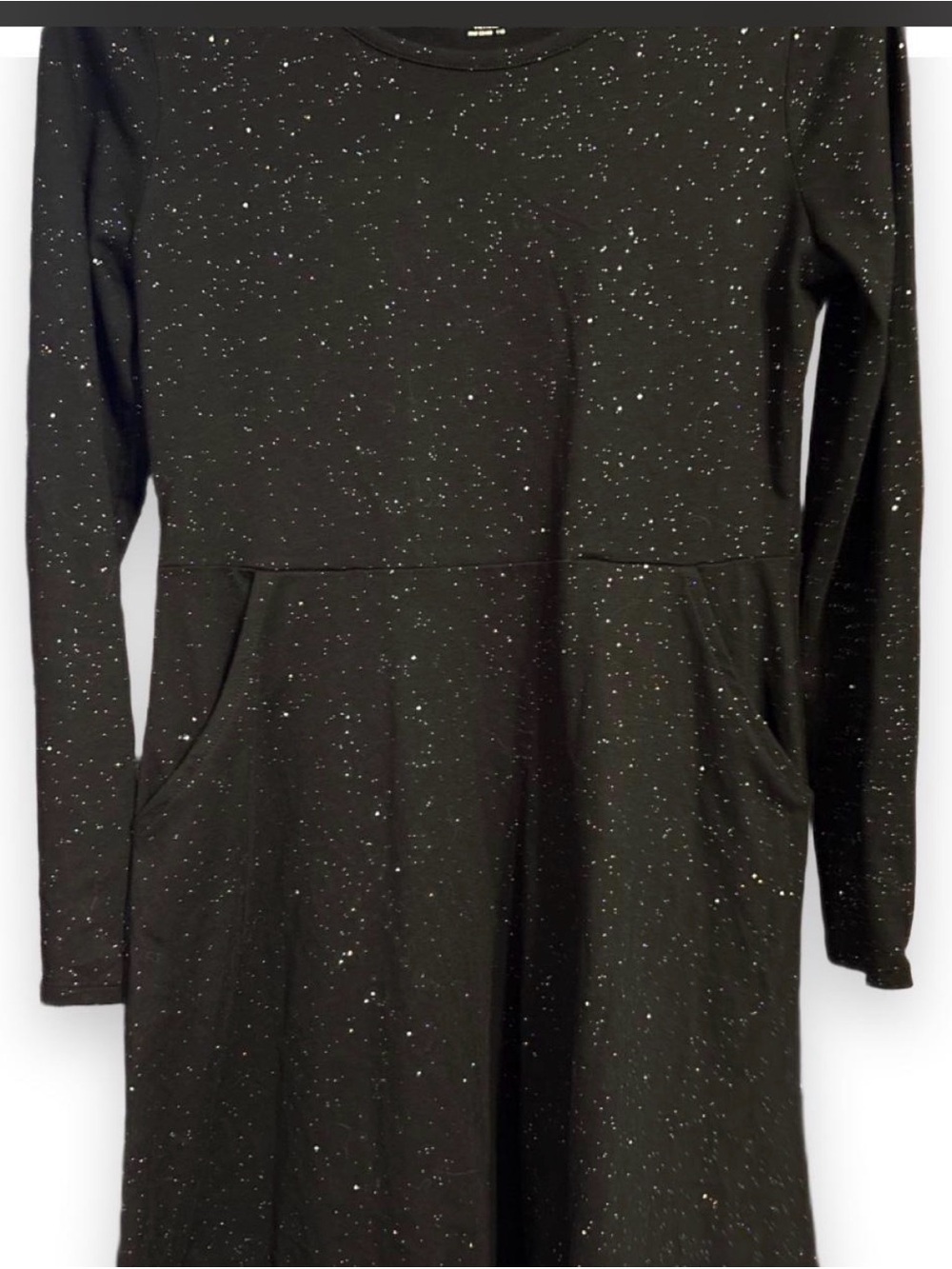 wonder nation Black Long-Sleeve Sparkle Pocket Dress